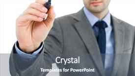  Presentation with writing - Colorful slide deck enhanced with business man writing backdrop and a gray colored foreground