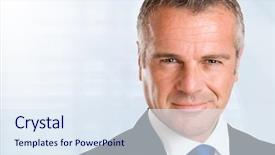  Presentation with wind energy close up portrait - Colorful presentation theme enhanced with business manager - closeup portrait of satisfied mature backdrop and a sky blue colored foreground