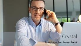  Presentation with office - PPT layouts enhanced with business-manager-working-in-office background and a light blue colored foreground