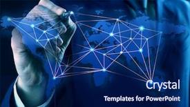  Presentation with human social - Presentation theme consisting of business maps - human hand with social network background and a navy blue colored foreground