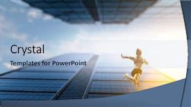  Presentation with running race - PPT theme consisting of business marathon - sportswoman running race mixed media background and a light blue colored foreground