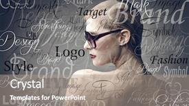  Presentation with brand - Cool new presentation theme with business marketing brand - beautiful woman with sunglasses backdrop and a coral colored foreground