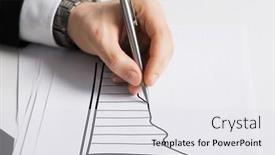  Presentation with planning - Beautiful presentation theme featuring business marketing planning and people concept - close up of male hand with pen drawing graph on white paper backdrop and a light gray colored foreground