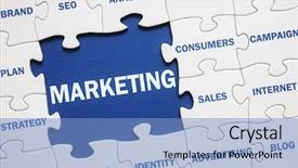  Presentation with marketing - Slide deck featuring business marketing solution jigsaw puzzle background and a light blue colored foreground