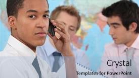  Presentation with children executive functions - Presentation with business mba - young executive making a phone background and a light blue colored foreground