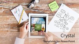  Presentation with technology - Cool new presentation with business media people and technology backdrop and a lemonade colored foreground