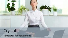  Presentation with insulation worker harassment workplace - Cool new PPT theme with meditation - portrait of attractive white collar backdrop and a light gray colored foreground