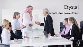  Presentation with bright ideas - Amazing PPT theme having business meeting - handsome young arabic backdrop and a light gray colored foreground