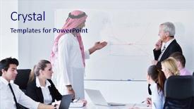  Presentation with bright ideas - Amazing presentation having business meeting - handsome young arabic backdrop and a sky blue colored foreground