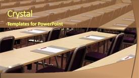  Presentation with conference - Slides featuring conference hall before business meeting background and a coral colored foreground