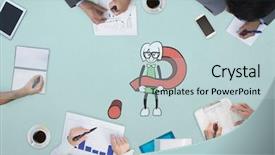  Presentation with character - Presentation theme featuring business meeting against cute character background and a lemonade colored foreground