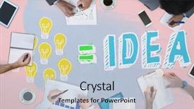  Presentation with equation - Presentation having business meeting against idea equation background and a light blue colored foreground