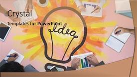  Presentation with light bulb - Presentation with business meeting against idea light background and a yellow colored foreground