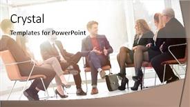  Presentation with answers business - Presentation theme with business meeting answering a question background and a  colored foreground