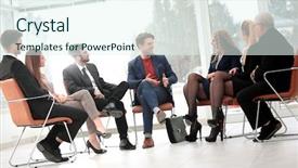  Presentation with speaker - Amazing theme having business meeting answering a question backdrop and a  colored foreground