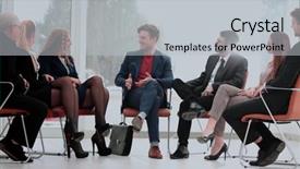  Presentation with answers business - Beautiful PPT layouts featuring business meeting answering a question backdrop and a  colored foreground