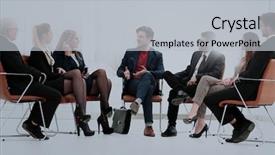  Presentation with speaker - Theme enhanced with business meeting answering a question background and a  colored foreground