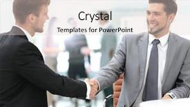  Presentation with meeting table - Audience pleasing slides consisting of business meeting at the table with handshake backdrop and a lemonade colored foreground