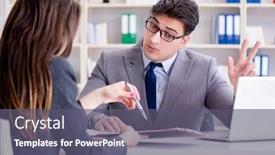  Presentation with meeting - Amazing slide deck having business-meeting-between-businessman backdrop and a violet colored foreground