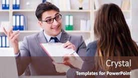  Presentation with meeting - Theme having business-meeting-between-businessman background and a tawny brown colored foreground