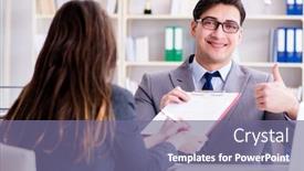  Presentation with meeting - Presentation design enhanced with business-meeting-between-businessman background and a violet colored foreground