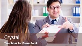  Presentation with meeting - Slide deck consisting of business-meeting-between-businessman background and a tawny brown colored foreground