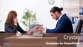  Presentation with meeting - Slides consisting of business-meeting-between-businessman background and a violet colored foreground