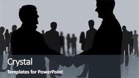  Presentation with animated business people - Audience pleasing slides consisting of business meeting business people shaking backdrop and a dark gray colored foreground