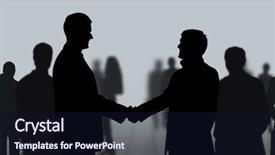  Presentation with shaking hands - Presentation theme having business meeting business people shaking background and a wine colored foreground