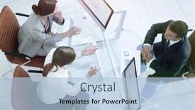  Presentation with busy work - Amazing theme having business meeting busy people work in office top view backdrop and a light blue colored foreground