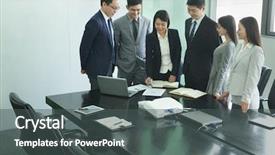  Presentation with conference - Audience pleasing slide deck consisting of business meeting in a conference backdrop and a  colored foreground