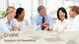  Presentation with business success biblical principles - Beautiful slide deck featuring business meeting in an office backdrop and a lemonade colored foreground