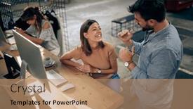  Presentation with front office - Theme with business-meeting-in-the-office background and a coral colored foreground