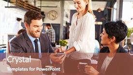  Presentation with cyber credit card crime - Slide set with business meeting restaurant horizontal - businessman making credit card payment background and a red colored foreground