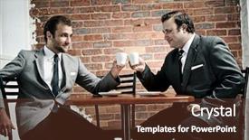  Presentation with agree - Audience pleasing PPT theme consisting of business meeting restaurant horizontal - businessmen agree as the cheers backdrop and a tawny brown colored foreground