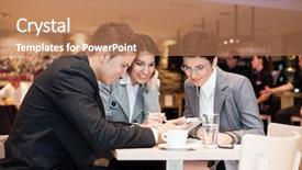  Presentation with time - Amazing PPT theme having business meeting restaurant horizontal - businesspeople having leisure time together backdrop and a coral colored foreground