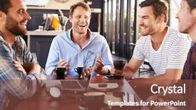  Presentation with college coffee shop - Beautiful slide deck featuring business meeting restaurant horizontal - men talking at a coffee backdrop and a tawny brown colored foreground