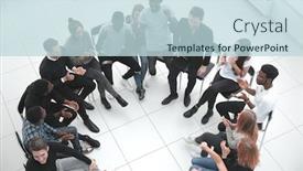  Presentation with strategy - Colorful presentation theme enhanced with business-meeting-strategy-brainstorming-concept backdrop and a sky blue colored foreground