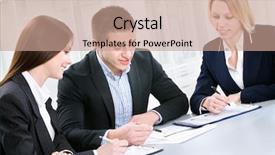  Presentation with team meeting - PPT layouts with business meeting - team working on project background and a coral colored foreground