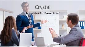  Presentation with employees - Slides enhanced with business meeting with employees in the office background and a lemonade colored foreground