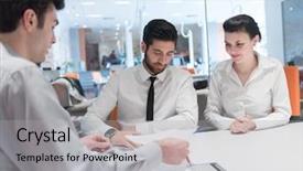  Presentation with office life - Slides consisting of business meeting with life insurance background and a  colored foreground