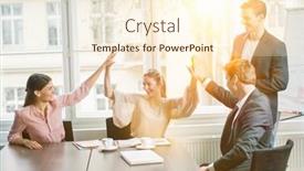  Presentation with business women - Beautiful slides featuring business-men-and-women-working backdrop and a cream colored foreground