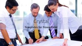  Presentation with business women - Presentation having business-men-and-women-working background and a light blue colored foreground