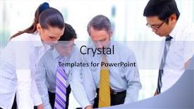  Presentation with business women - Cool new PPT theme with women working on blue prints backdrop and a light blue colored foreground