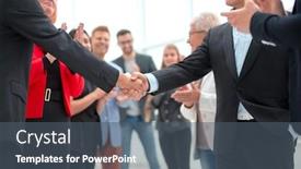  Presentation with business and politics handshake - Audience pleasing PPT theme consisting of business-men-giving-a-handshake backdrop and a dark gray colored foreground