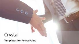  Presentation with handshake - Slide set consisting of business men going to make background and a white colored foreground