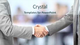  Presentation with hand shake office - Presentation theme having business men hand shake background and a cool aqua colored foreground