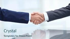  Presentation with handshake - Theme consisting of coclusion - business men making handshake business background and a sky blue colored foreground