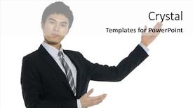  Presentation with company presentation - Slides having business men show his presentation background and a  colored foreground