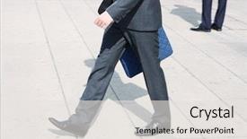  Presentation with men shoes - Cool new presentation design with business men walking backdrop and a white colored foreground